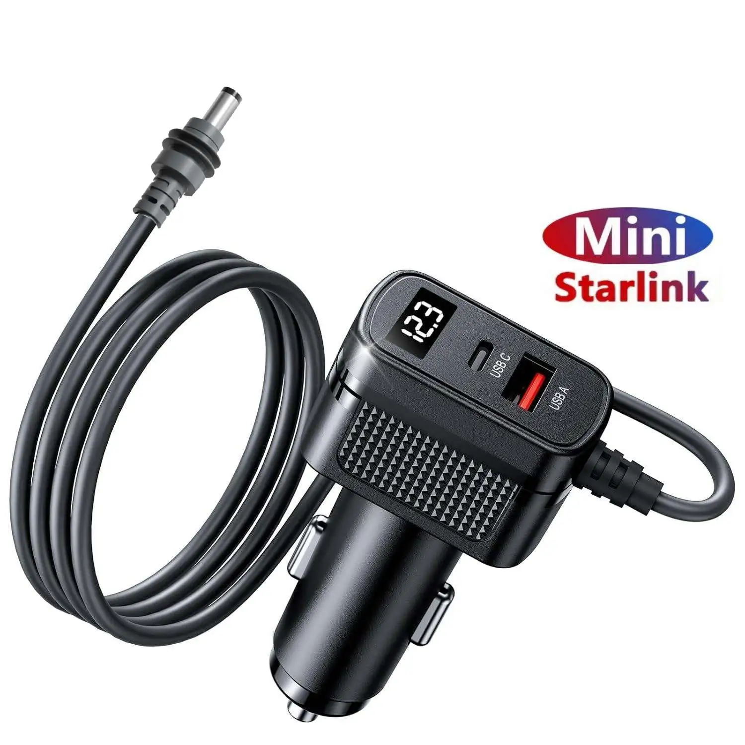 For Starlink Mini Cigarette Lighter to DC Power Cable 12V-24V Car Charger Power Cord with LED Socket USB-C USB-A Ports 2M 3M 5M