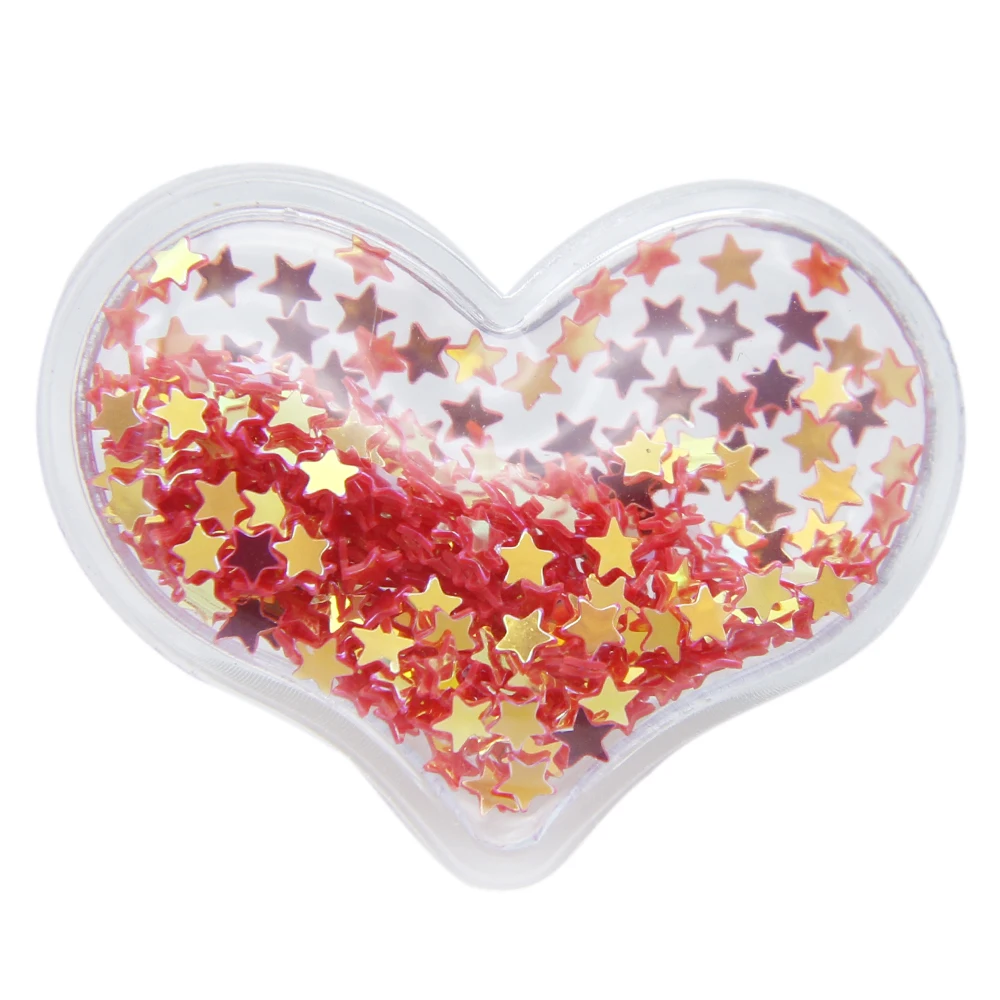 10 pz 38x30mm a forma di cuore trasparente Qucksand Shaker Bling paillettes accessori per fermagli per capelli fai da te decorazione del telefono