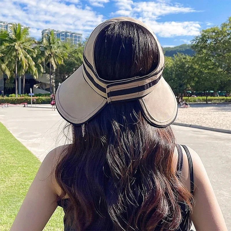 1Pc Women\'s Summer Hat Female Outdoor Beach UV Protection Breathable Empty Top Hats Lady Foldable Cap