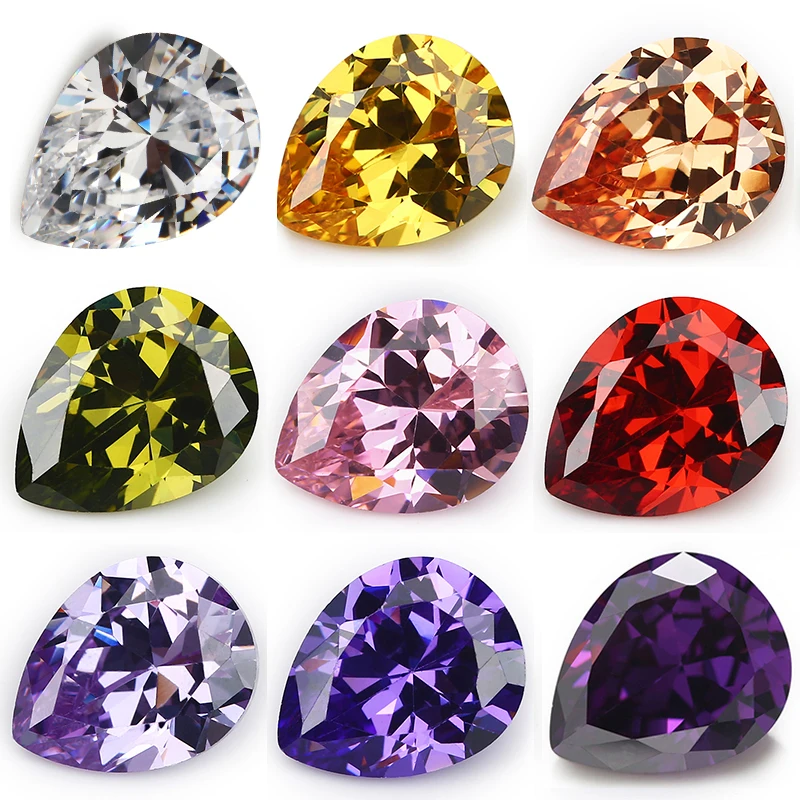 50pcs/20pcs 2x3-13x18mm 5A Pear CZ Stone Various Color Cubic Zirconia Loose Synthetic Gems For Jewelry