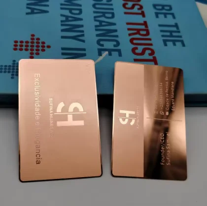 

Customized high-end rose gold Vip metal card mirror stainless steel laser die-cutting metal business card