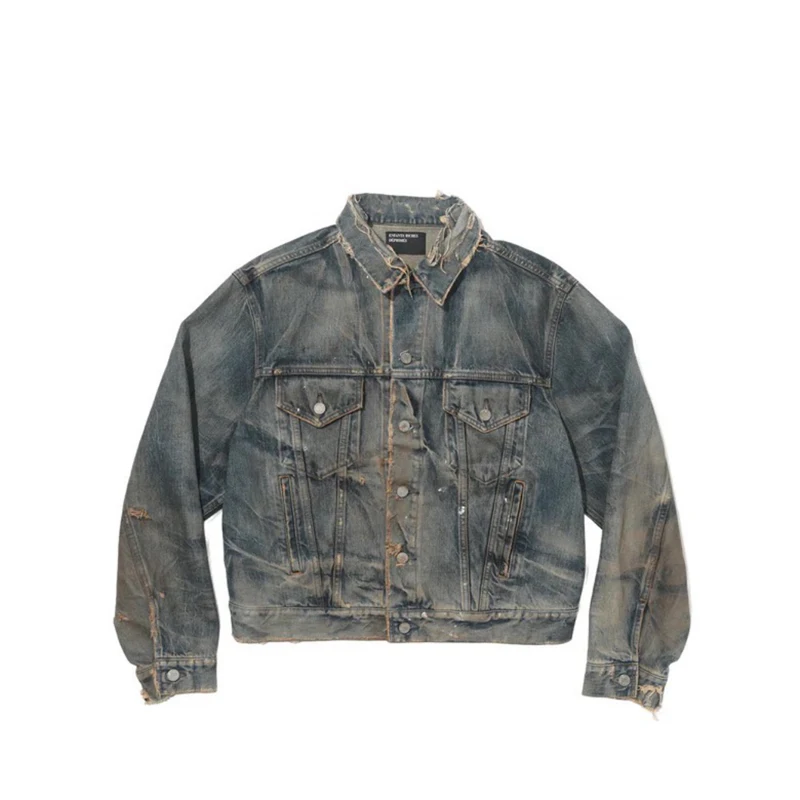 26ss Streetwear Wash Distressed ERD Denim Jackets High Quality Women Men Short-Length Denim Coats