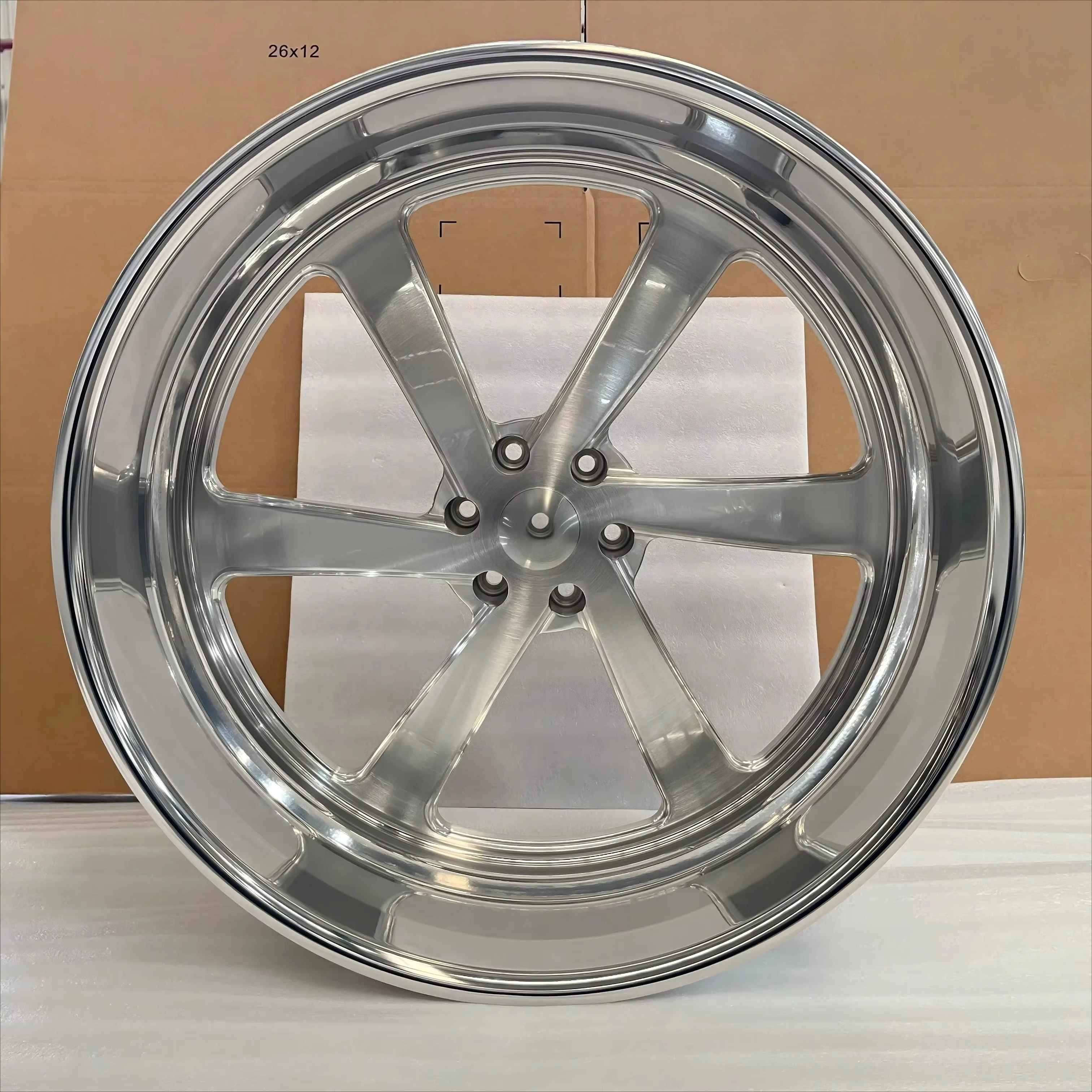 Customize High or Flat Center Cap Brushed or Polished 5 Spoke Deep Dish Forged Aluminum Rim 5 Holes Alloy Wheel With Large Lip