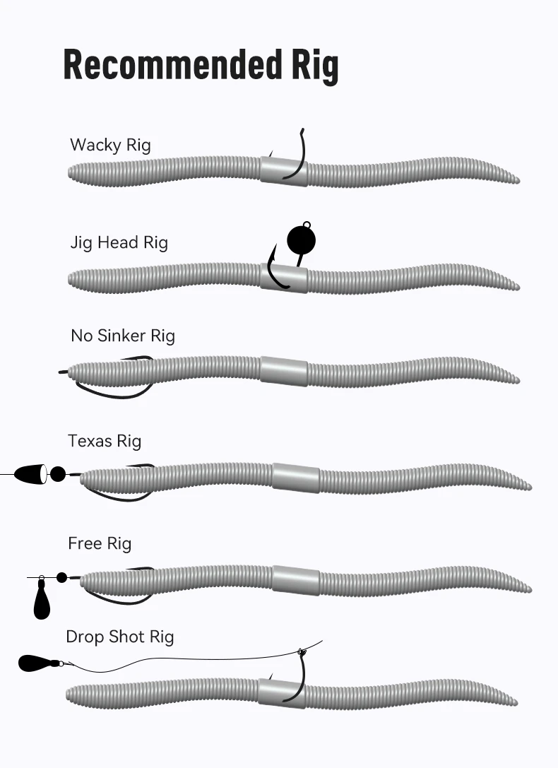 Kingdom Sinking Soft Worm 96 mm 1,8 g 120 mm 2,8 g künstlicher weicher Köder Regenwurm Swimbaits für Bass Pike Forelle Weiche Angelköder ﻿ – Detail 12