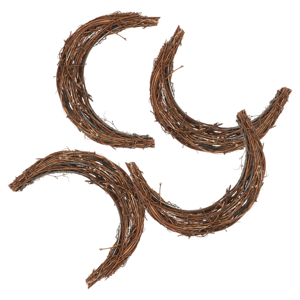 

4pcs Moon Shape Rattan 25Cm Natural Vine Branch Wreath Form For Diy Craft Wedding Party Decor Grapevine Garland Spring Wreath