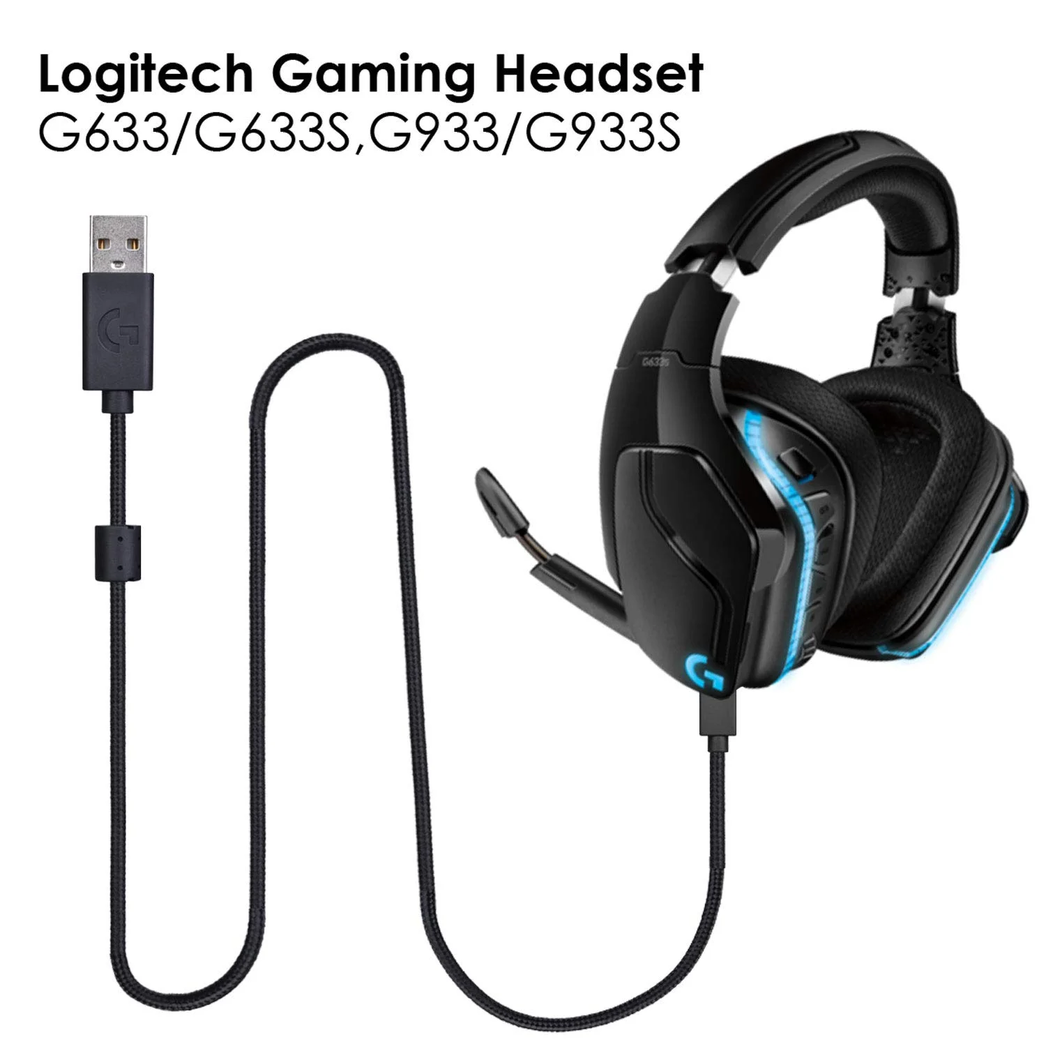 OFC нейлоновый Плетеный сменный USB-кабель для зарядки для наушников Logitech G635 G633 G933 G935 G633S G933S