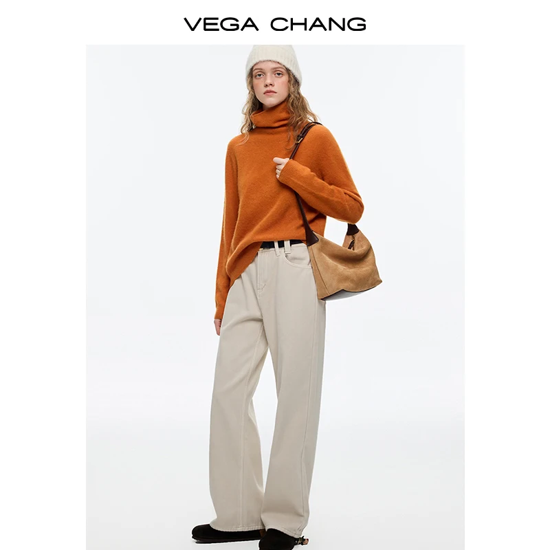 Vega Chang New Winter Women's Straight-Leg Slimming Versatile Wide-Leg Jeans