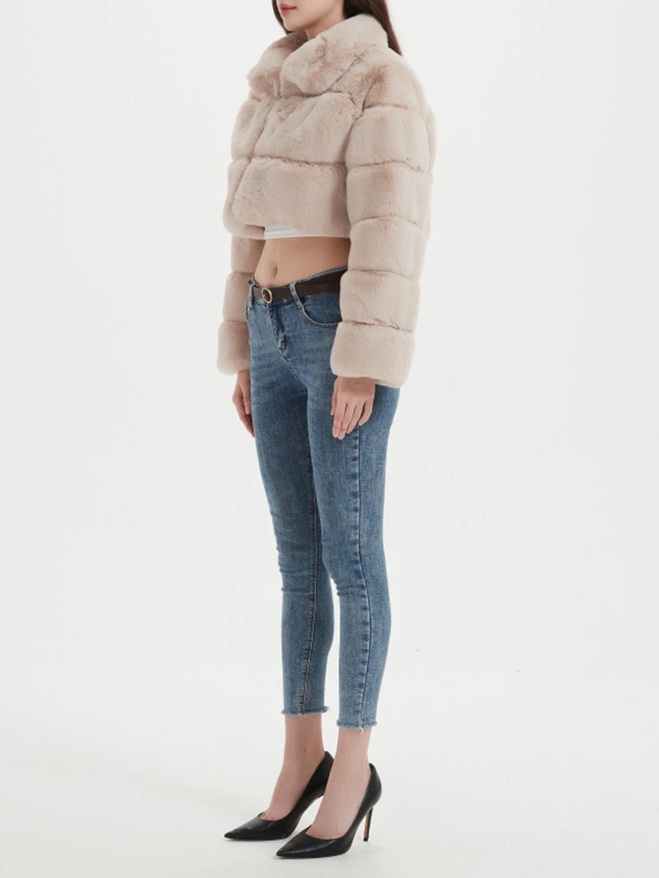 سترات نسائية من الفرو الصناعي شتوية كاجوال من القطيفة بياقة قميص وأكمام طويلة ملابس خارجية عصرية للشارع #5