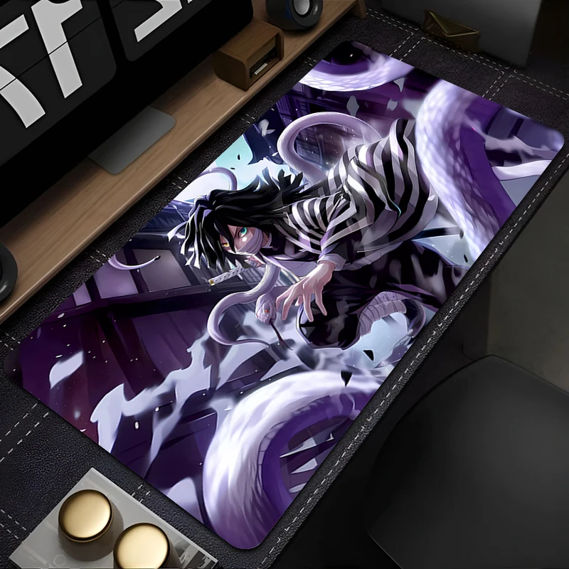 Mouse Pad Non-Slip Rubber mousepads Game player notebook computer Pad table mat PC carpet Demon Slayer Iguro Obanai Mousepad XXL