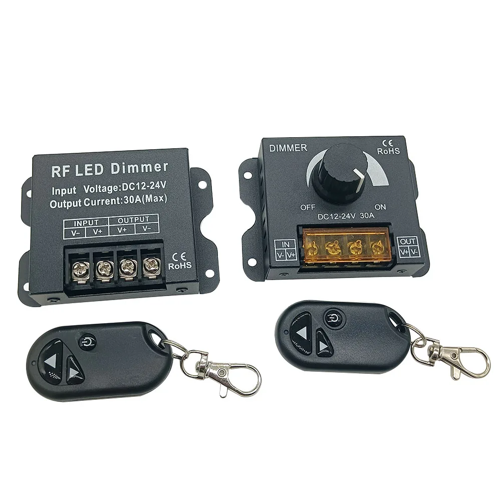 30A LED Dimmer Controller Low Voltage 12-24V with 3 Key RF Wireless Remote Control for LED Single Color Lighting String Strip