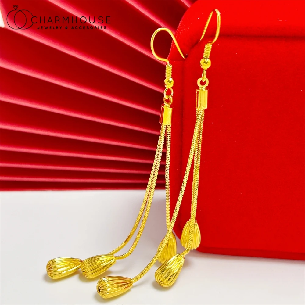 Gold Color Waterdrop Long Tassel Drop Earrings for Women Pendientes New Fashion Jewelry Accessories Party Gifts Wholesale