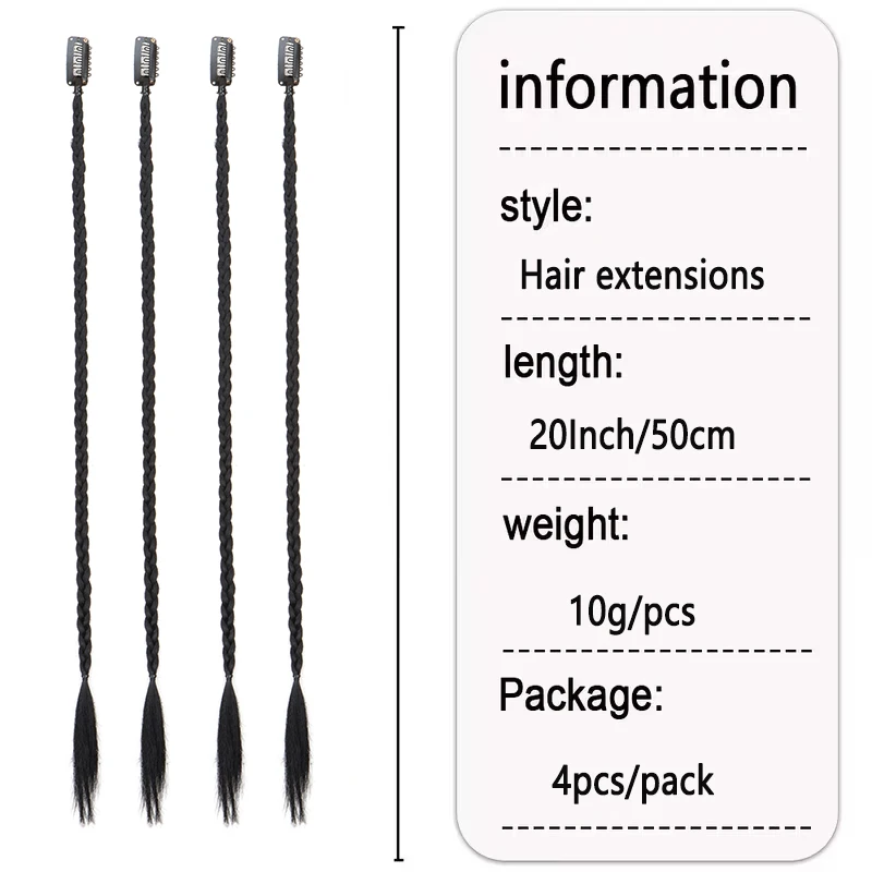 Extensión de cabello trenzado sintética de 20 pulgadas, set de 4 piezas, estilo Y2K, perfecta para festivales y cosplay de Halloween 2