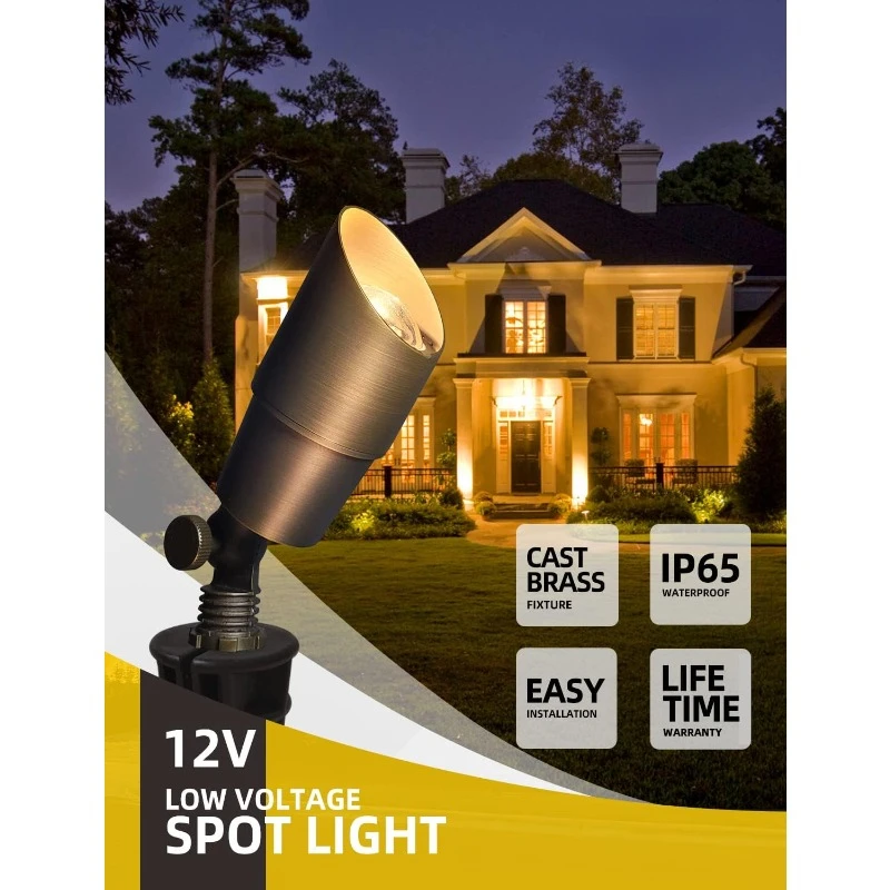 Garden Outdoor Spotlight, Low Voltage Landscape Lighting Kit, Waterproof Backyard Outdoor Directional Uplight