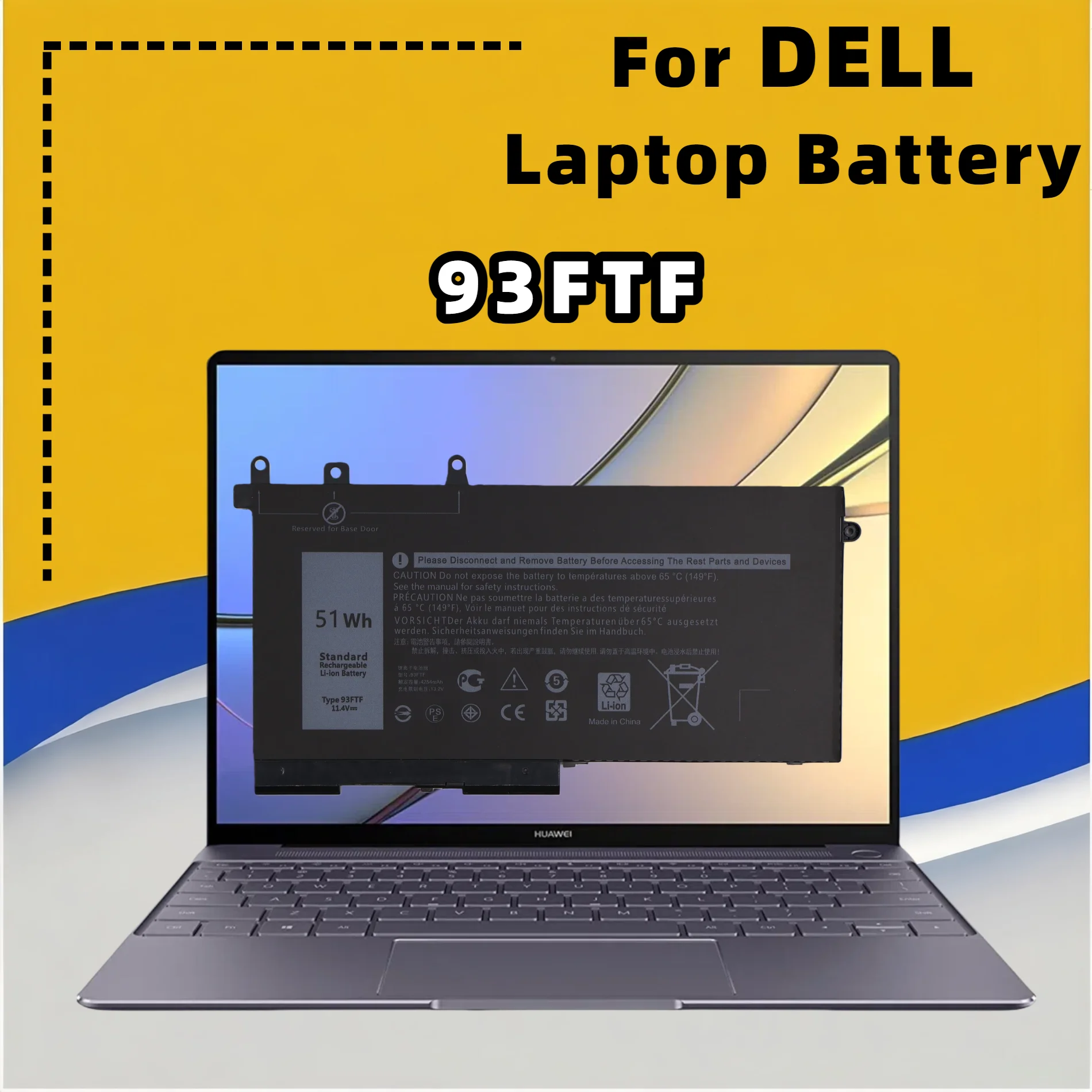 

FRLESUI For DELL Latitude 5280 5480 5580 E5280 E5480 E5580 E5290 E5490 E5590 Series 83XPC 4YFV 93FTF Laptop Battery
