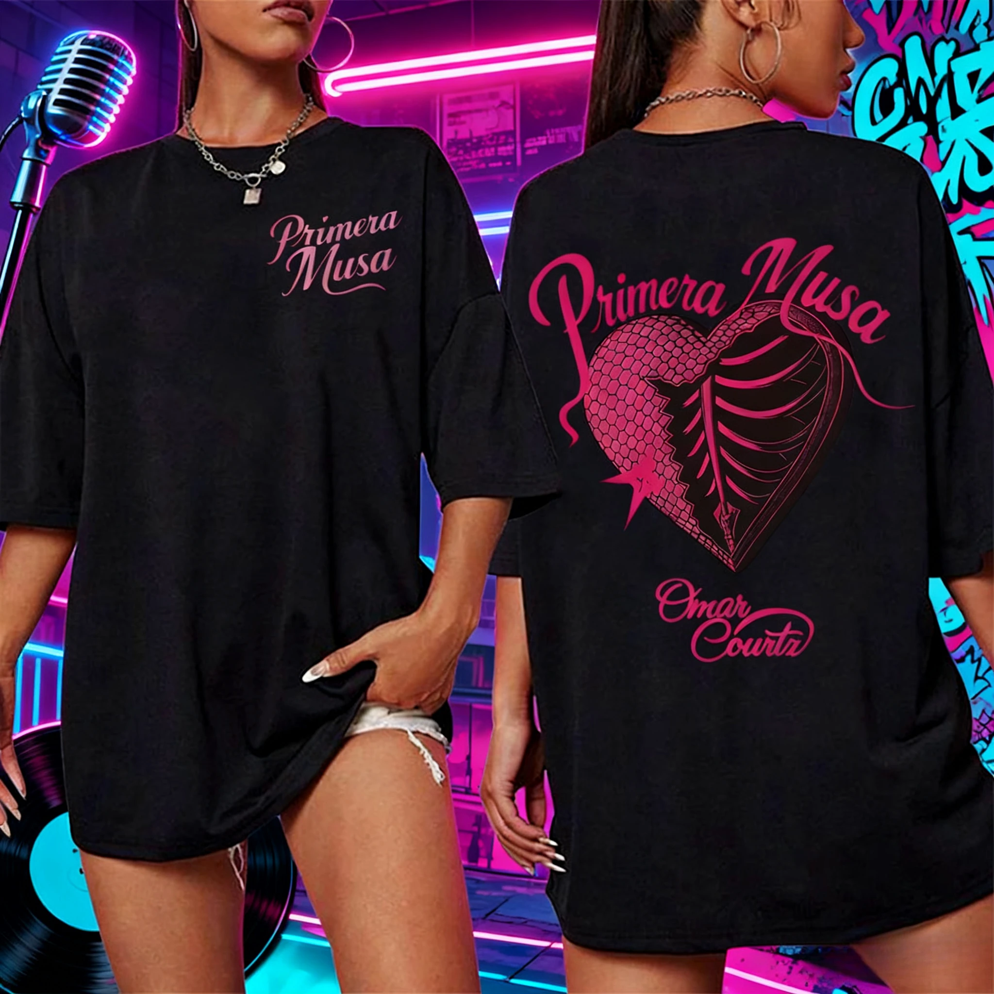 

Omar Courtz Primera Musa Album Men's Graphic T-Shirt, Hip Hop Harajuku Style Casual Clothing, Oversized Casual Cotton T-Shirt