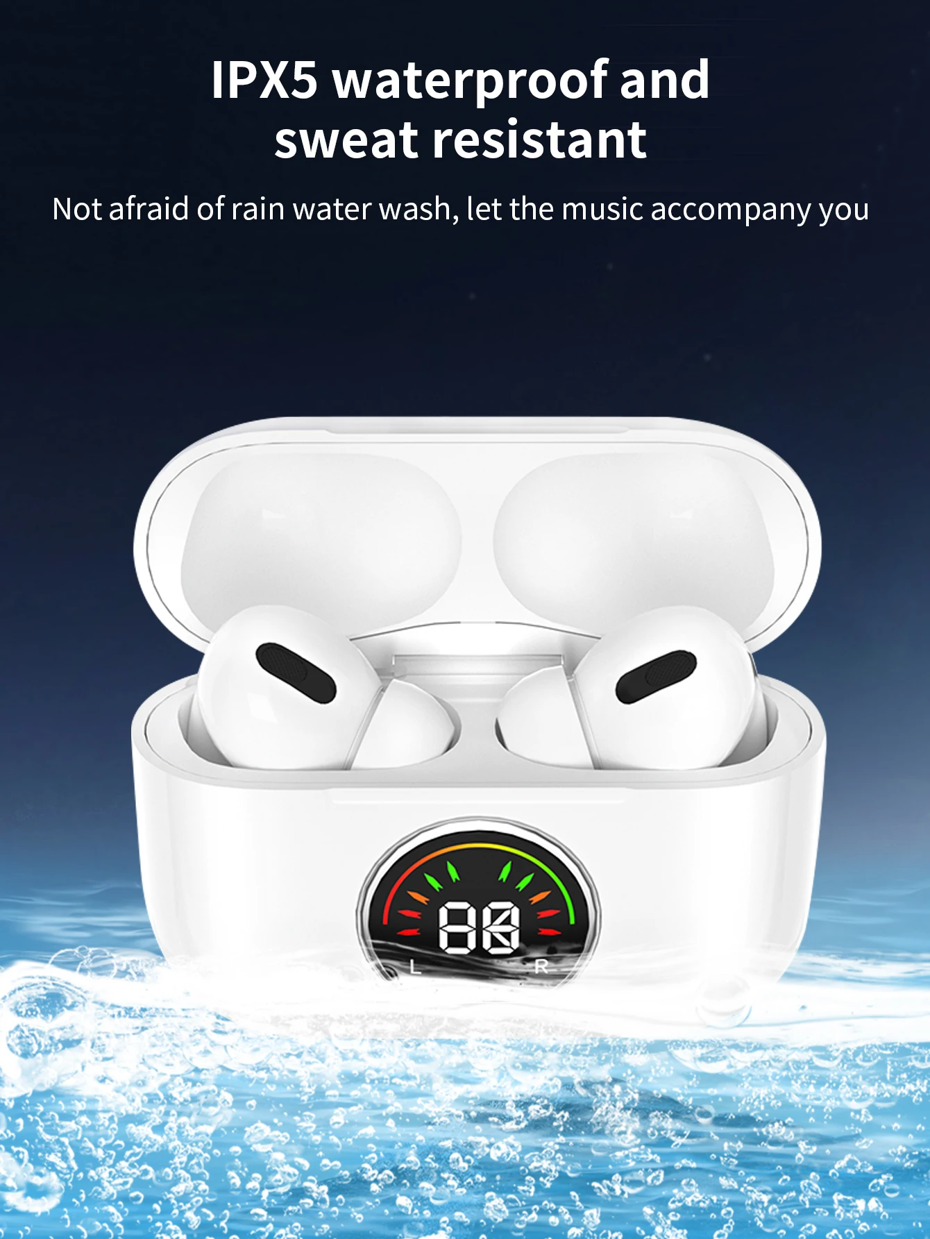 سماعات اير برو اللاسلكية TWS بلوتوث 5.3 شاشة ديجيتال HD HiFi ستيريو مع علبة شحن ميكروفون لجميع الهواتف الذكية #6