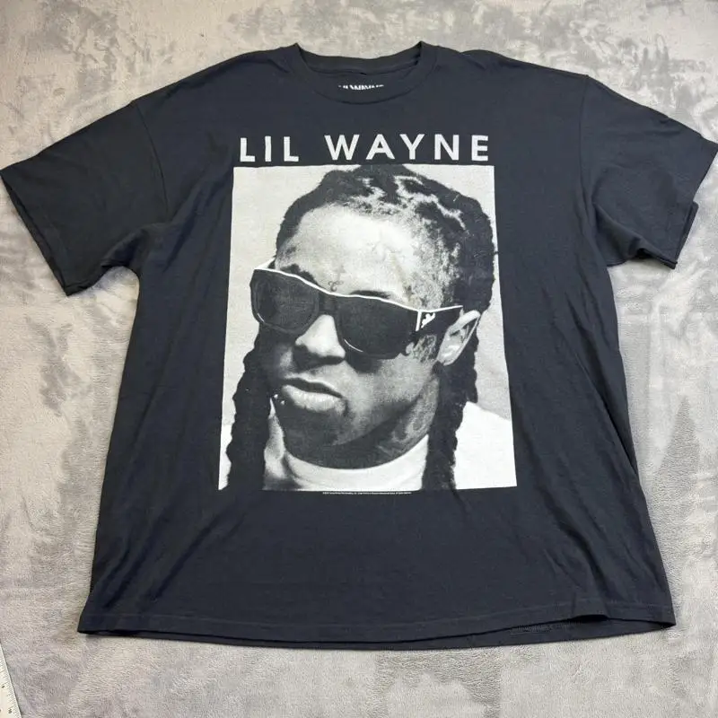 ليل واين تي شيرت رجالي 2XL أسود الهيب هوب الراب 2012 الشباب المال XXL فاسق