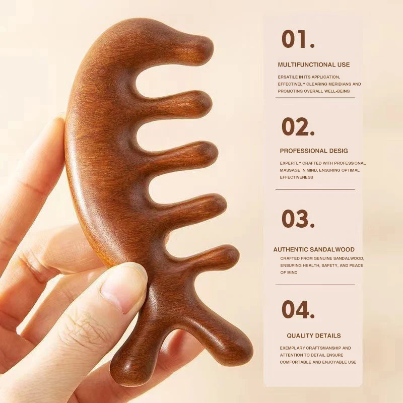 1PCS Scalp Head Meridian Massager Comb Head Scalp Eyes Face Body Massager massagers Sandalwood muscle massagers Gua Sha Machine