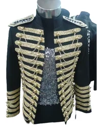 Customized Handmade Man Cool Sequins Chain Tassel Royal Suit  Jacket Chorus Host Singer Stage Costumes Men's Wedding Dress