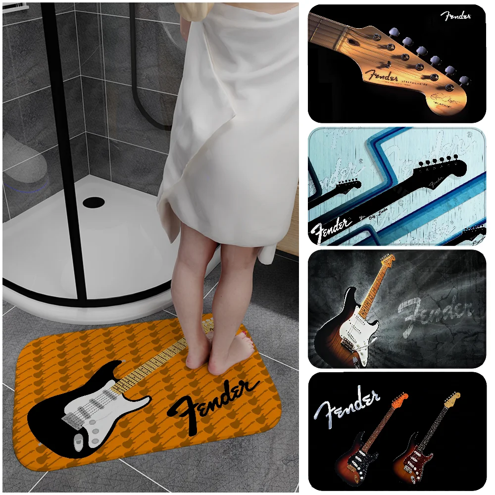 

1PC Fender Guitar Floor Mat Entrance Door Mat Washable Non-Slip Living Room Sofa Chairs Area Mat Kitchen Welcome Doormat