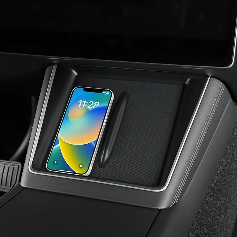 Silicone Wireless Charging Mat For Tesla Model Y Juniper 2025 2026 Model 3 Highland  Center Console Anti-Slip Protector Pad Wire image 3