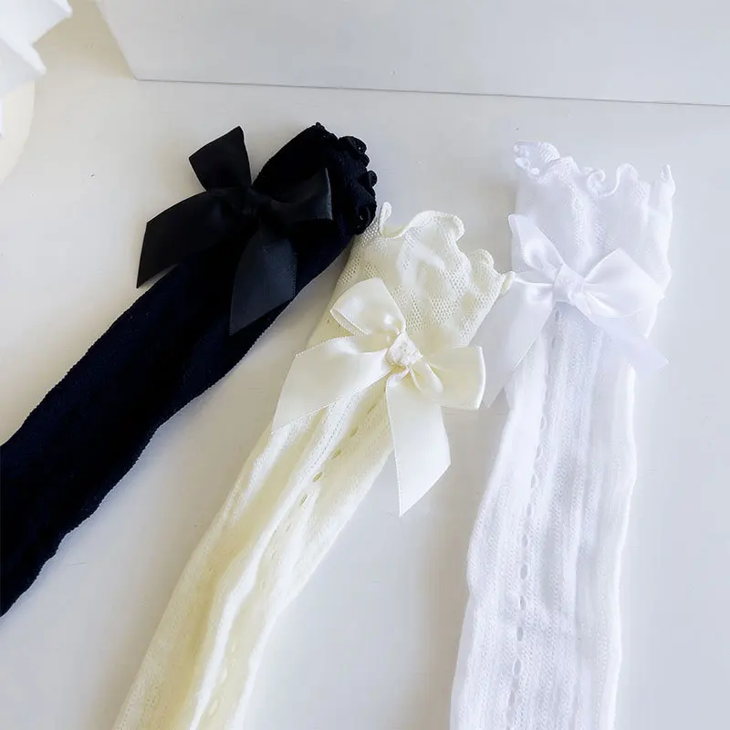 

Baby Spring Summer Thin Lolita Sock Bowknot Stockings Girl Long Socks School Uniform Princess Calf Socks Kids Knee High Stocking