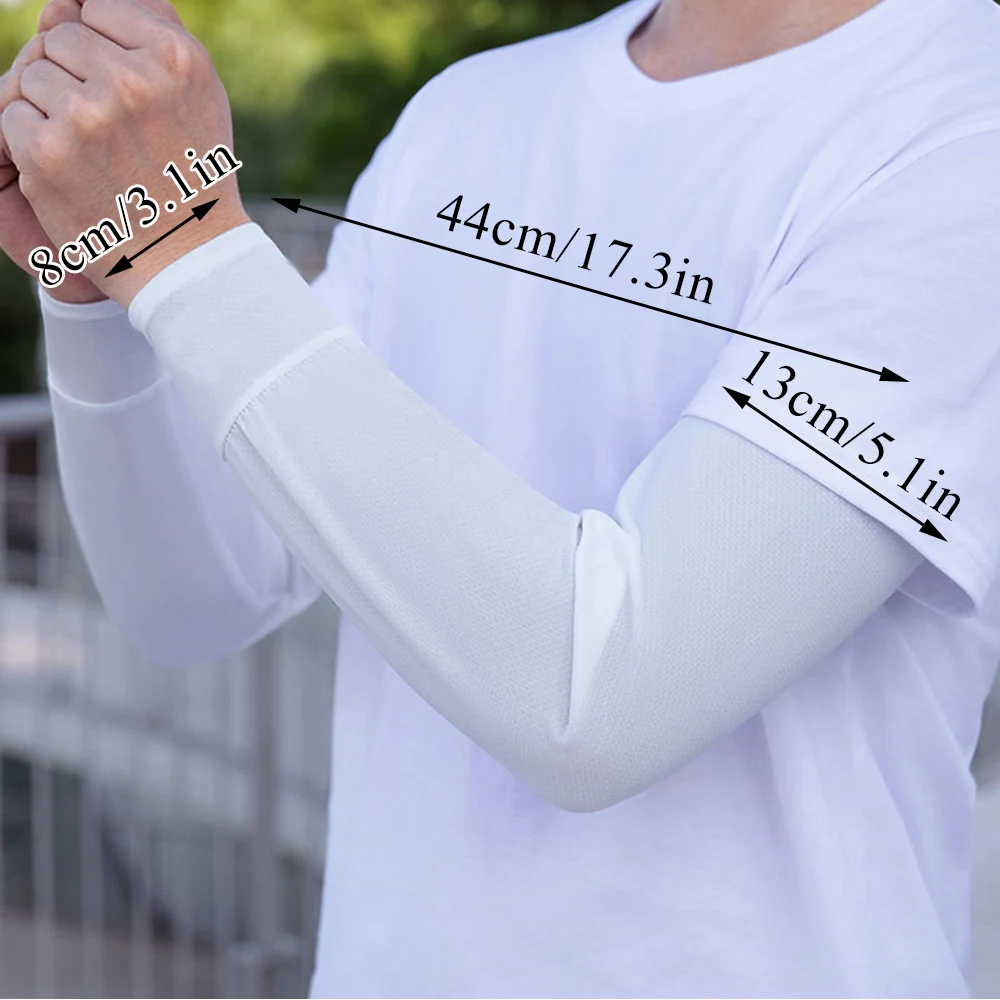 2PCS Summer Sun UV Protection Cool Arm Sleeve Cover Men Loose Sports Armguards Cuff Outdoor Ice Silk Sleeve Sunscreen Armguards