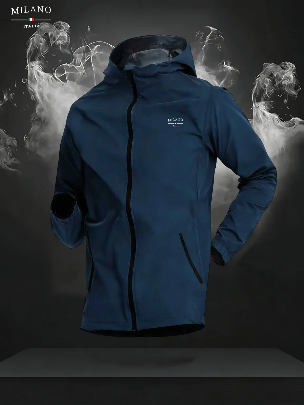 Men's Milano Italia Lightweight Hooded Windbreaker Jacket, Full Zip Up Waterproof Casual Outdoor Sports Coat with Zipper Pockets 18 Sef0efaa90a454607a3f44143f2d6b4d93