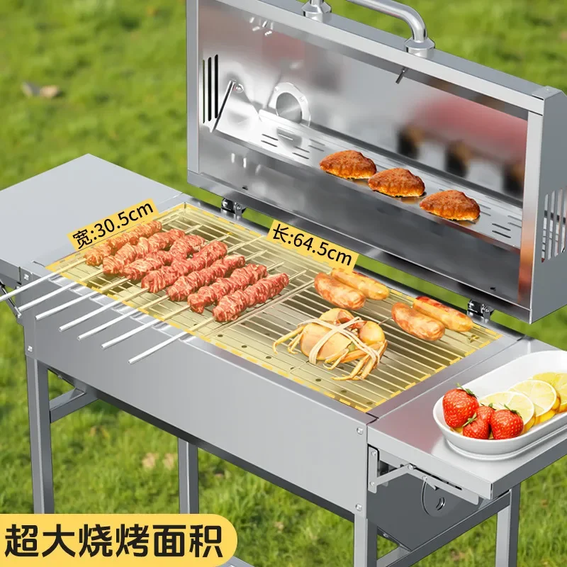 Outdoor Stainless Steel Butterfly BBQ Grill Portable Charcoal Stove Set for American Barbecue Camping Picnic Cooking - view 5