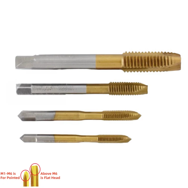 1PCS HSS Tin-Coating ISO Standard Spiral Fluted Tap Spiral Pointed Tap M1M2M3M4M5M6M8M10M12M14M16M18M20M22 Machine Thread Taps