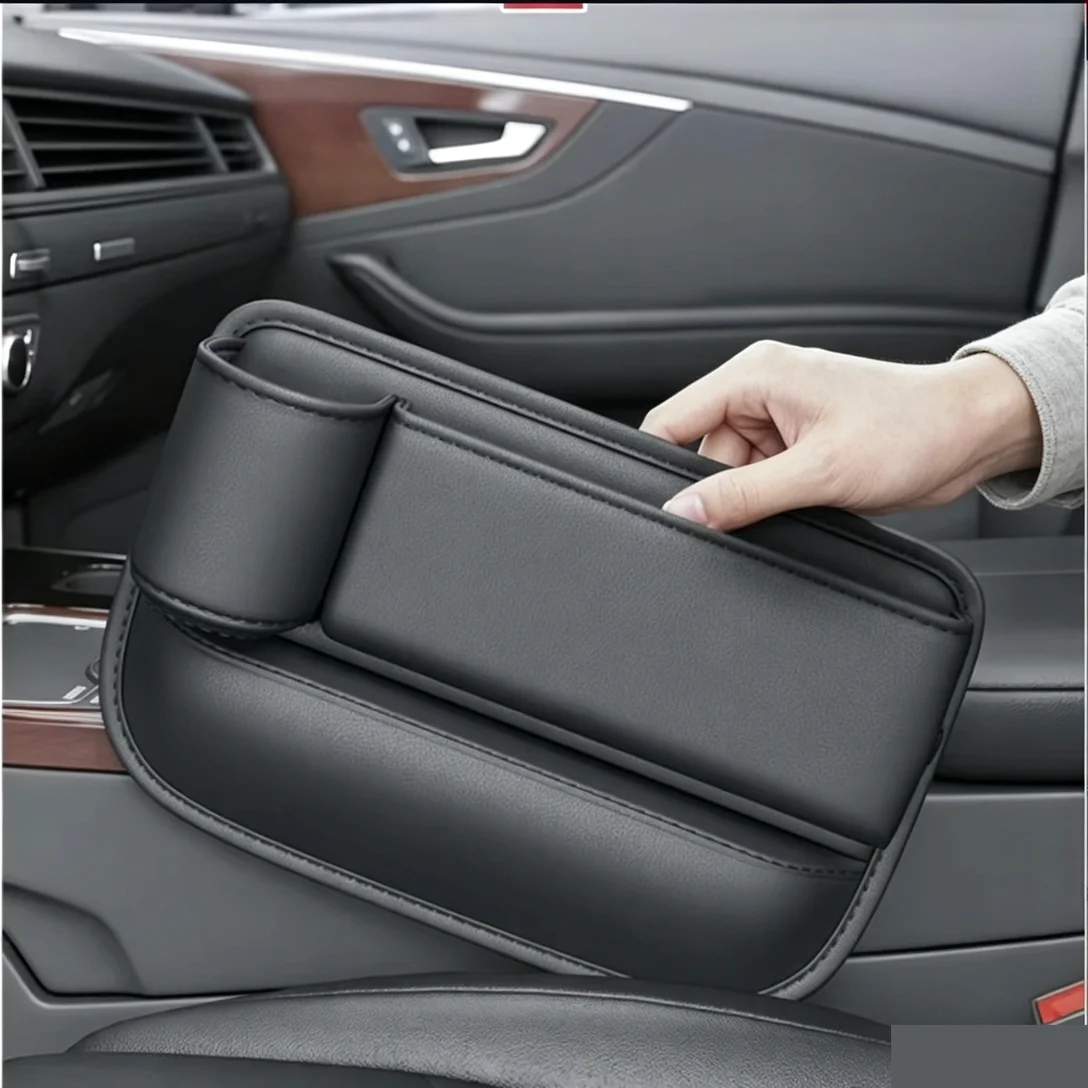 

Universal Car Seat Gap Organizer Storage Box Multifunction Leather Crevice Side Storage Pocket Wallet Keys Card with Cup Holder