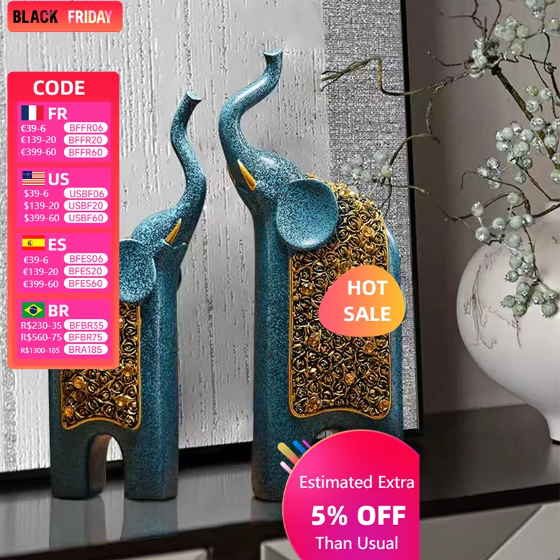 

New Fashion European Elephant Ornament Home Living Room Animal Ornament Decorative Art