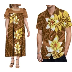 2024 Custom Mumu Arrives Micronesia Ruffled Puff Sleeve Dress Pacific Island Women'S Dress And Hawaiian Men'S Shirt