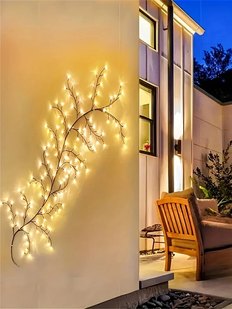 72/96/144 LED Solar Willow Vine Light 8 Light Modes Tree Branches Light Willow Vine Fairy Light for Outdoor Wall Porch Garden