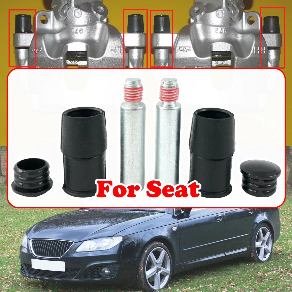 

For Seat Leon Arona Exeo Alhambra Front Brake Caliper Slider Guide Pins Bolt Kit Left Right Disc Housing Bellows Sleeve Bushing