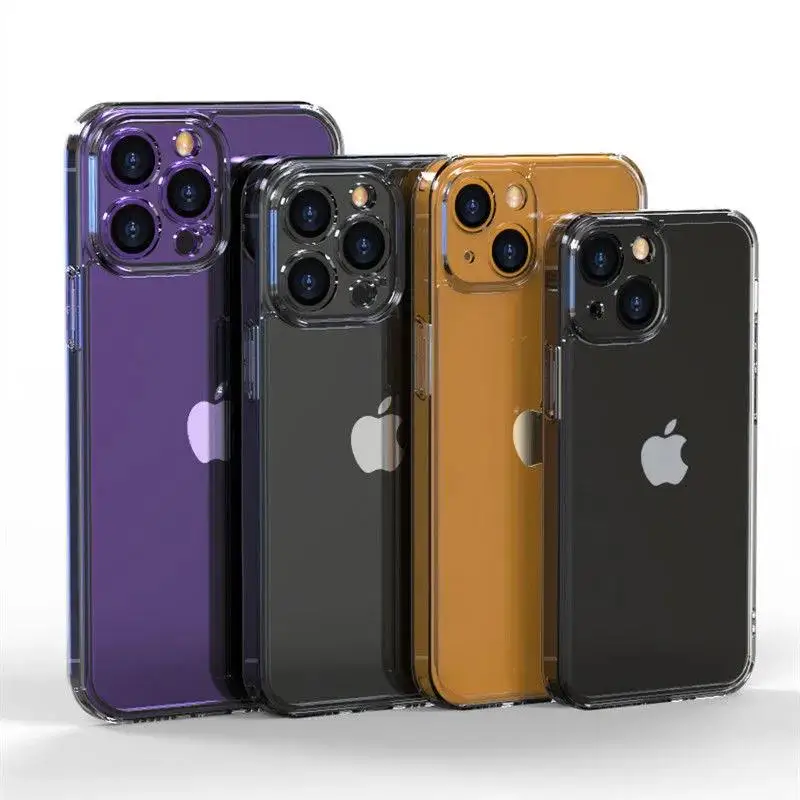 Transparent Tempered Glass Phone Case For iPhone 16 15 14 13 12 11 Pro Max Plus XR X XS 7 8 Shockproof Bumper Hard Clear Cover
