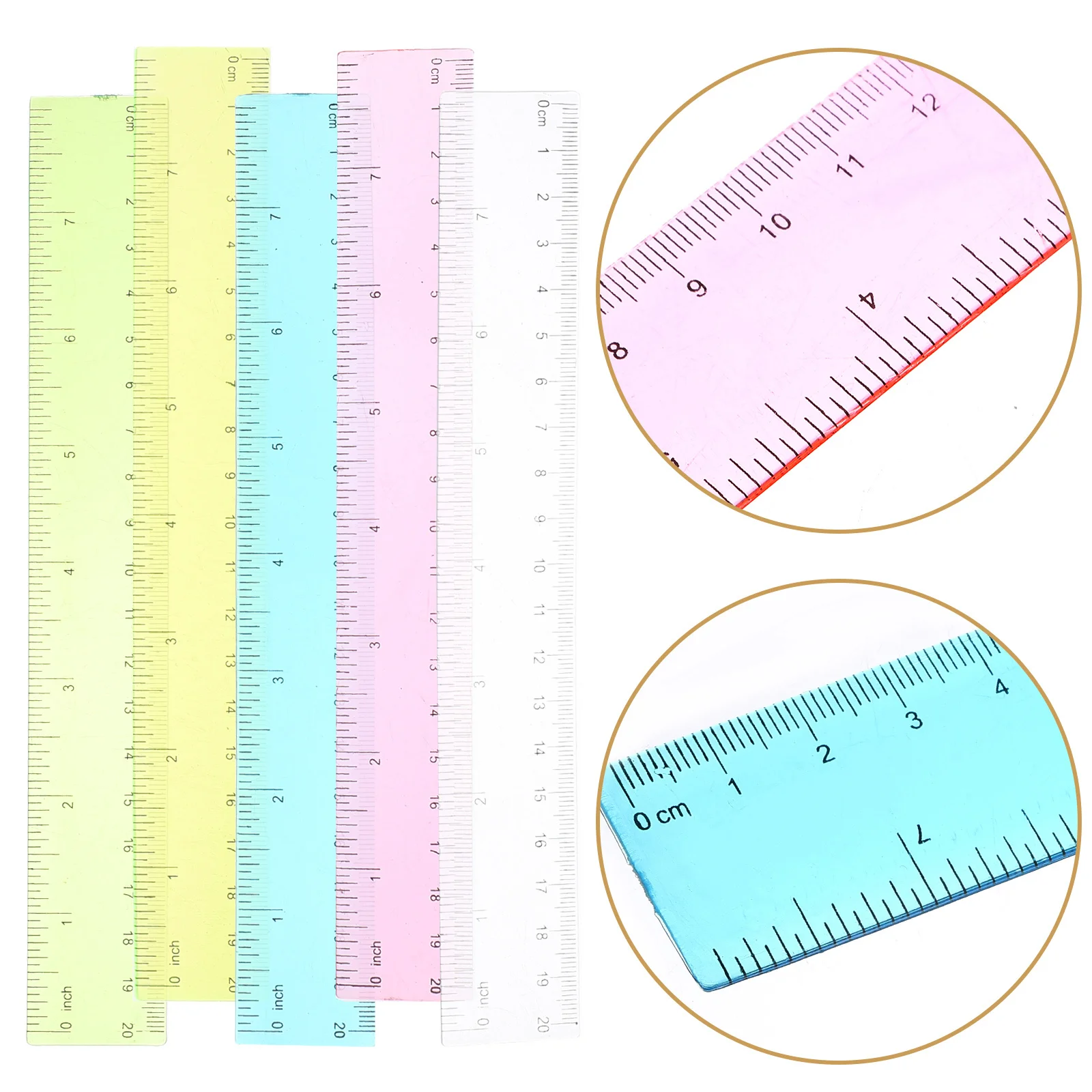 

5Pcs Plastic Flexible Ruler Colored Drawing Scale Measuring Tool Set Office Supply for Architecture Design Drafting