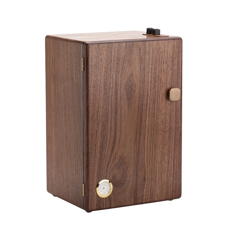 Walnut jewelry box, solid wood small lock exquisite jewelry cabinet