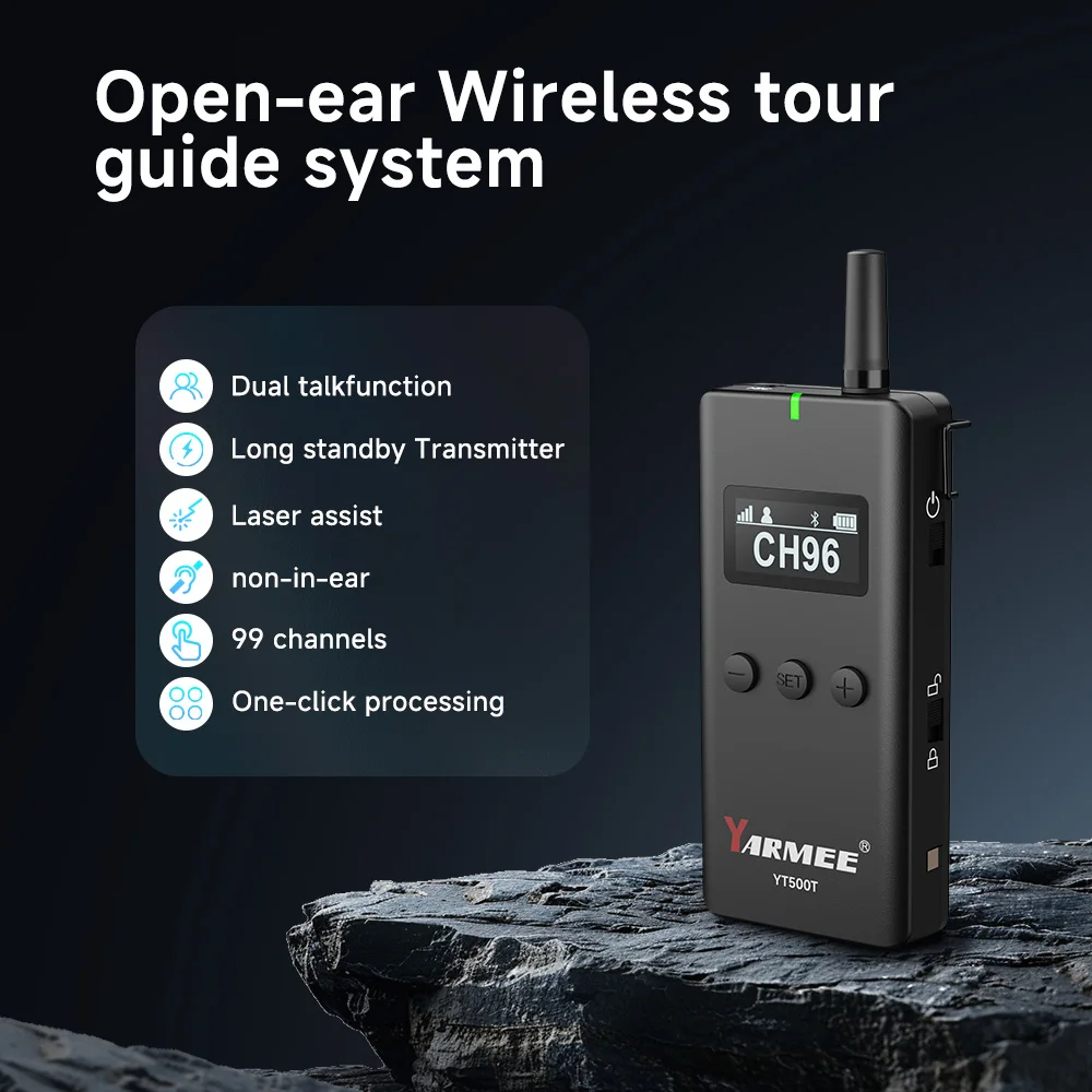 YARMEE Full Set Wireless Audio Tour Guide System 2 Transmitters +50 Receivers With Microphone Charging dock