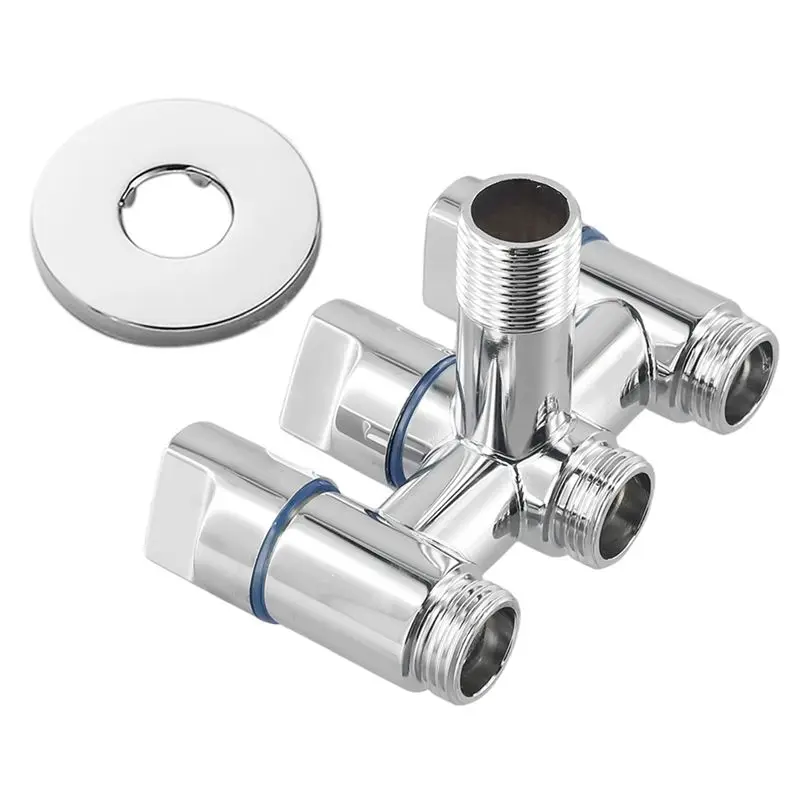 DT17 4X 3 Way Angle Valve Stainless Steel 1 Inlet 3 Outlet Water Diverter Valve for Home Commercial Use