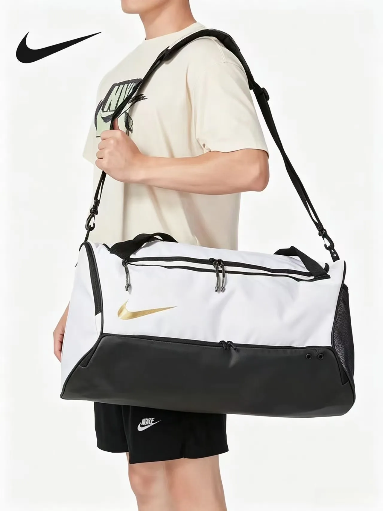 

Nike Unisex Sports Bag Large Capacity Travel Luggage Bag Casual Gym Training Portable Shoulder Crossbody Duffle Bag DX9789-100