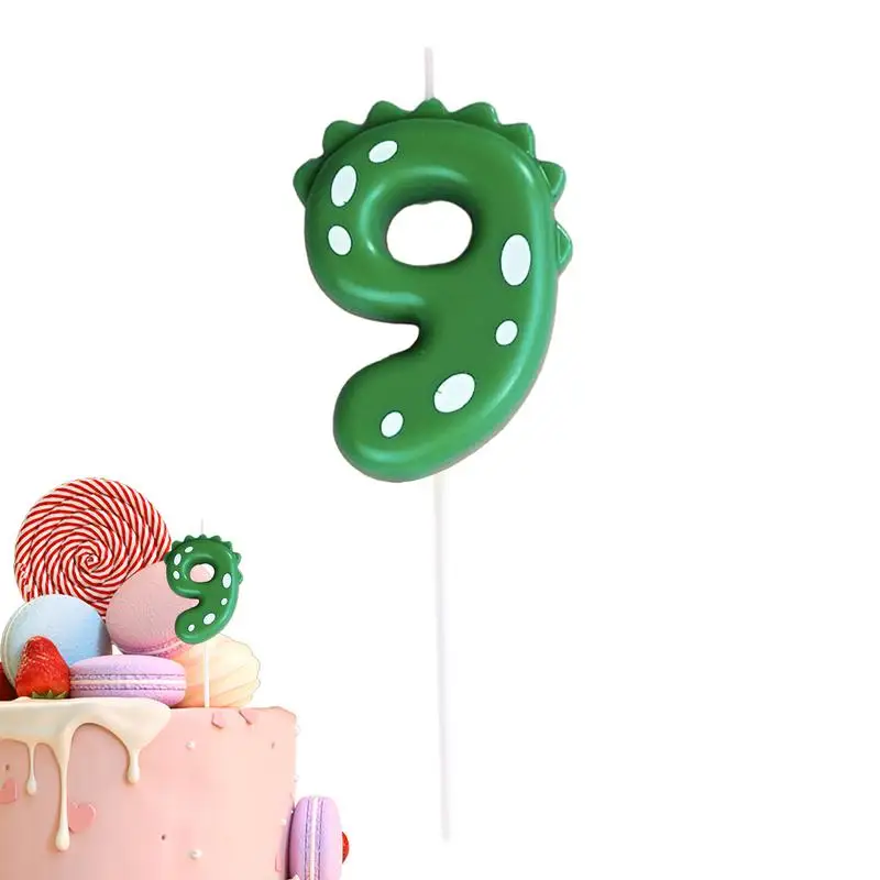 Birthday Number Candles Cartoon Colorful Birthday Candles Dinosaur Party Decor Candle For 0-9 Children Dino Theme Cake Topper