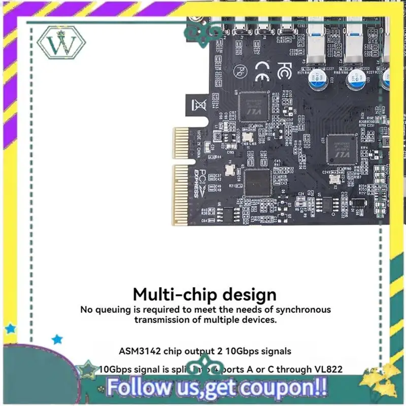 

НОВАЯ карта расширения PCIE USB3.2 GEN2 10 Гбит/с PCI Express X4 на 4 порта TYPE A + 4-портовый адаптер TYPE C USB-концентратор для настольного ПК