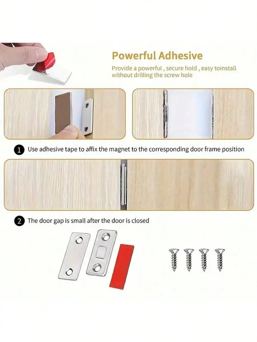 2 Pack Ultra Thin Cabinet Magnetic Catch Adhesive Drawer Magnet Catch For Kitchen Closet Door Closing Magnetic Door Catch Closer