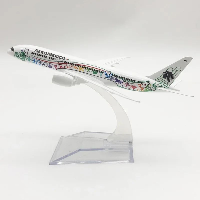 Alloy Metal Air AEROMEXICO B787 Airlines Avião Modelo, 16cm, Boeing 787 Airlines Avião, Escala 1/400, Diecast Aeronaves