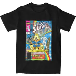 Silver Surfer Rainbow Thanos's Guide Comic 100% Cotton T Shirt Fashion Tee Shirt for Male Y2K Basic Casual Short Sleeve Top Tees