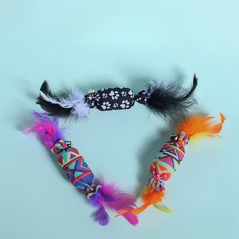 2 stücke/3 stücke Feder Süßigkeiten Katze Necken Stick Kätzchen Katze Spielzeug Glocke Feder Teaser Süßigkeiten Pet Produkte Weihnachten Halloween