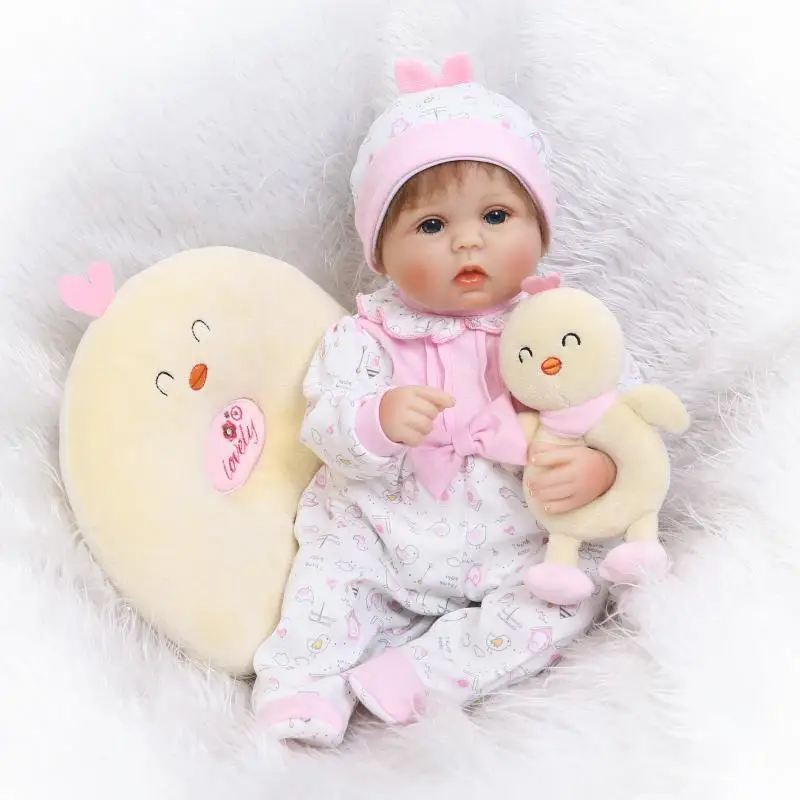 

42cm Silicone Baby Doll Girl Soft Body Asleep Accompany Vinyl Reborn Baby Doll Toy Girl 16 Inch Like Real Touch Children Gift