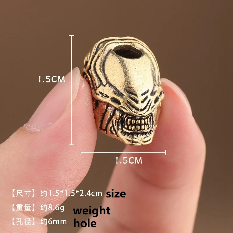 Alien Beast Face Warrior Brass Knife Bead EDC DIY Paracord Woven Bracelets Lanyard Pendants Accessories Outdoor Hangings Charms