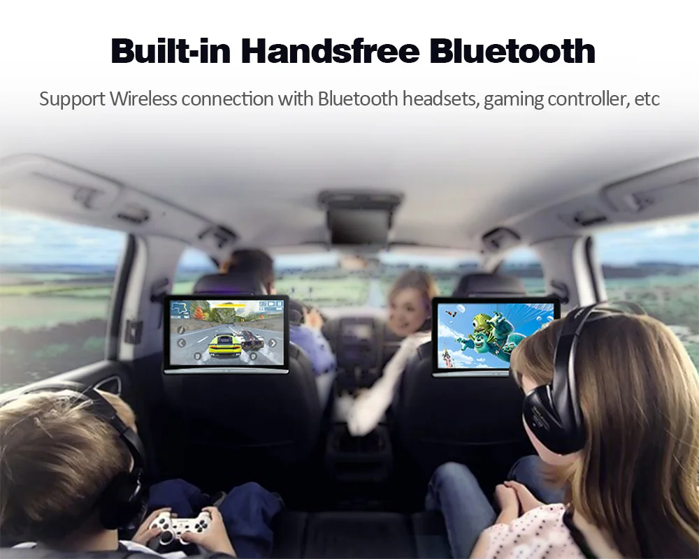 

10.6" Android Headrest Monitor Car Rear Seat Entertainment 4K Screen Support Bluetooth Miracast WIFI HDMI Youtube Netflix Car TV